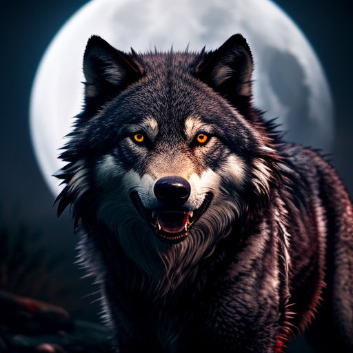 red full moon wolf