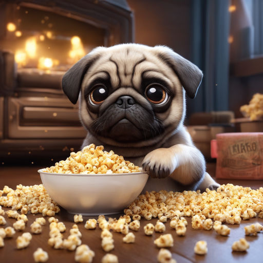 baby and dog eating popcorn