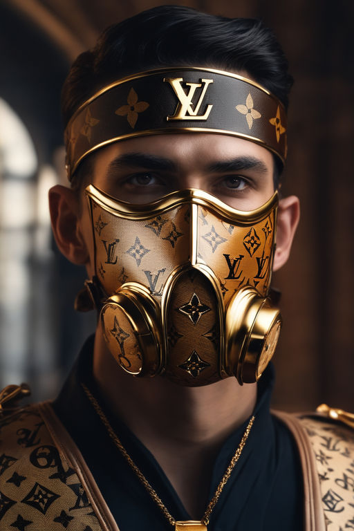 Mortal Kombat Fashion : man wearing Louis Vuitton monogram concept mask,  renaissance period, hyper realistic v--5, 8k, 8mm lens, trending on  artstation, sharp focus, studio photo, intricate details, highly detailed,  by greg