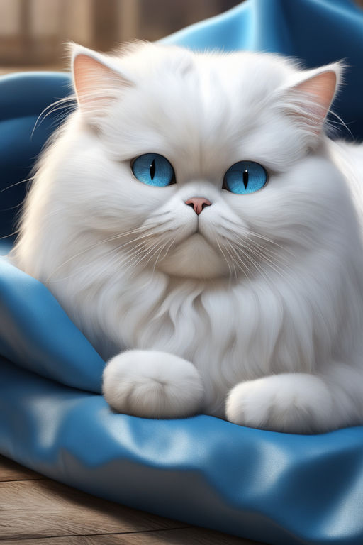 Tired Distant, Angry Suspicious Cat. Cute Beautiful White Cat with Blue  Eyes. Fluffy White Fur Stock Image - Image of mammal, kitten: 240967325