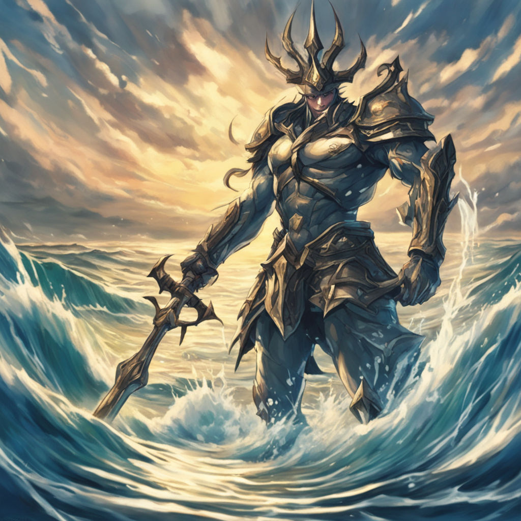 Photo Trident Man Warriors Poseidon, god of the seas Fantasy