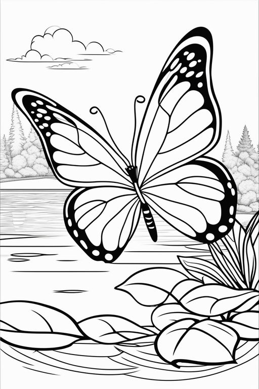 Detailed Coloring Books For Kids: Butterflies: Black Background