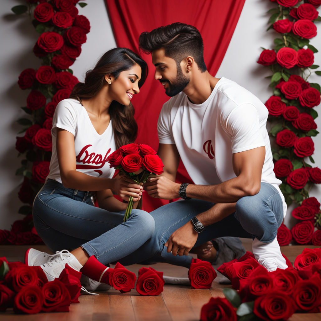 Free Photos - A Couple Poses For A Picture With A Bouquet Of Red Roses |  FreePixel.com