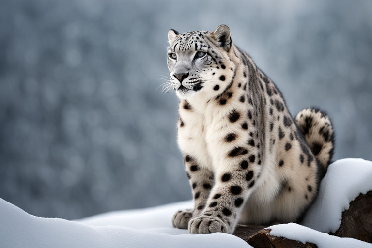 A 4K ultra HD mobile wallpaper depicting a captivating and elusive Snow  Leopard, perched on a rocky ledge, its piercing gaze locked on its  surroundings, embodying the spirit of the mountains