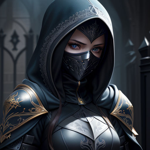 female armor very detailed, in style of assassin