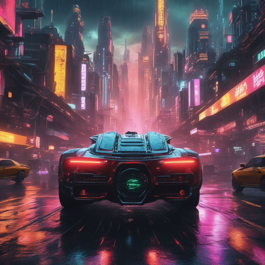 Premium Photo  On an 80s inspired neon cyberpunk background a futuristic  sports automobile is cyberpunk