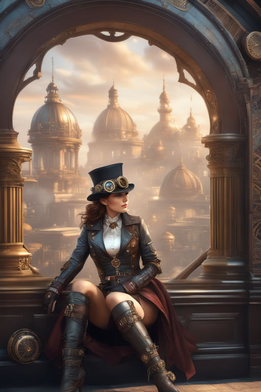 wears romanticism steam punk uniform - Playground