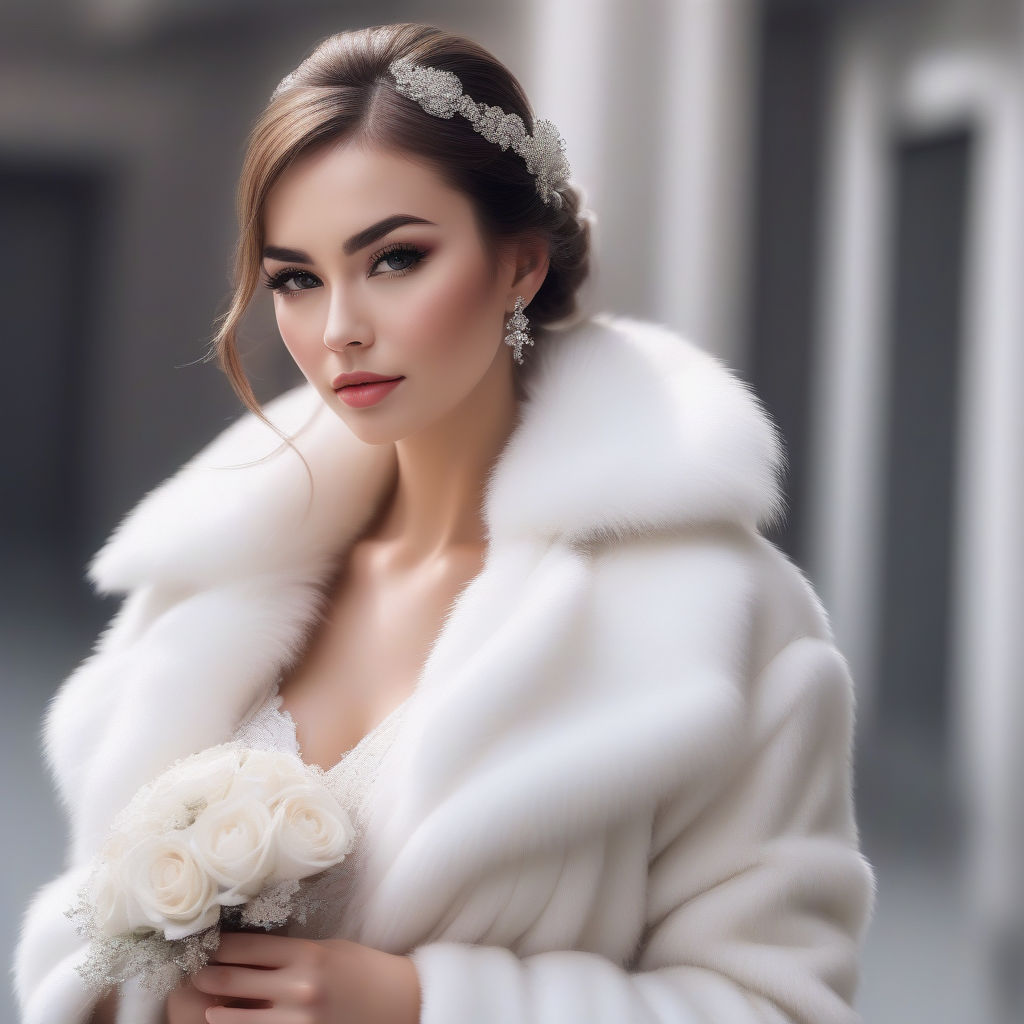 white fur dress