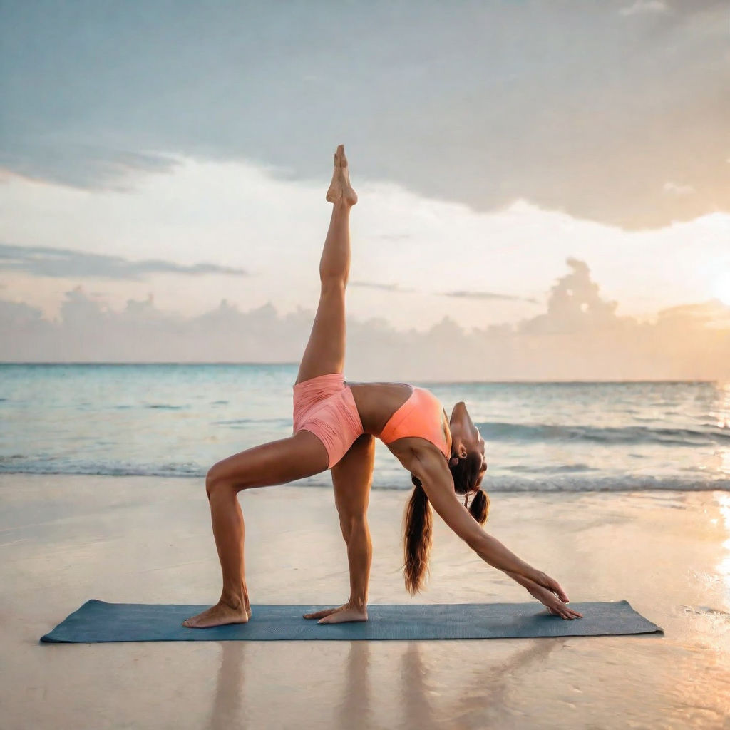 Yoga Poses on the Beach at Sunset
