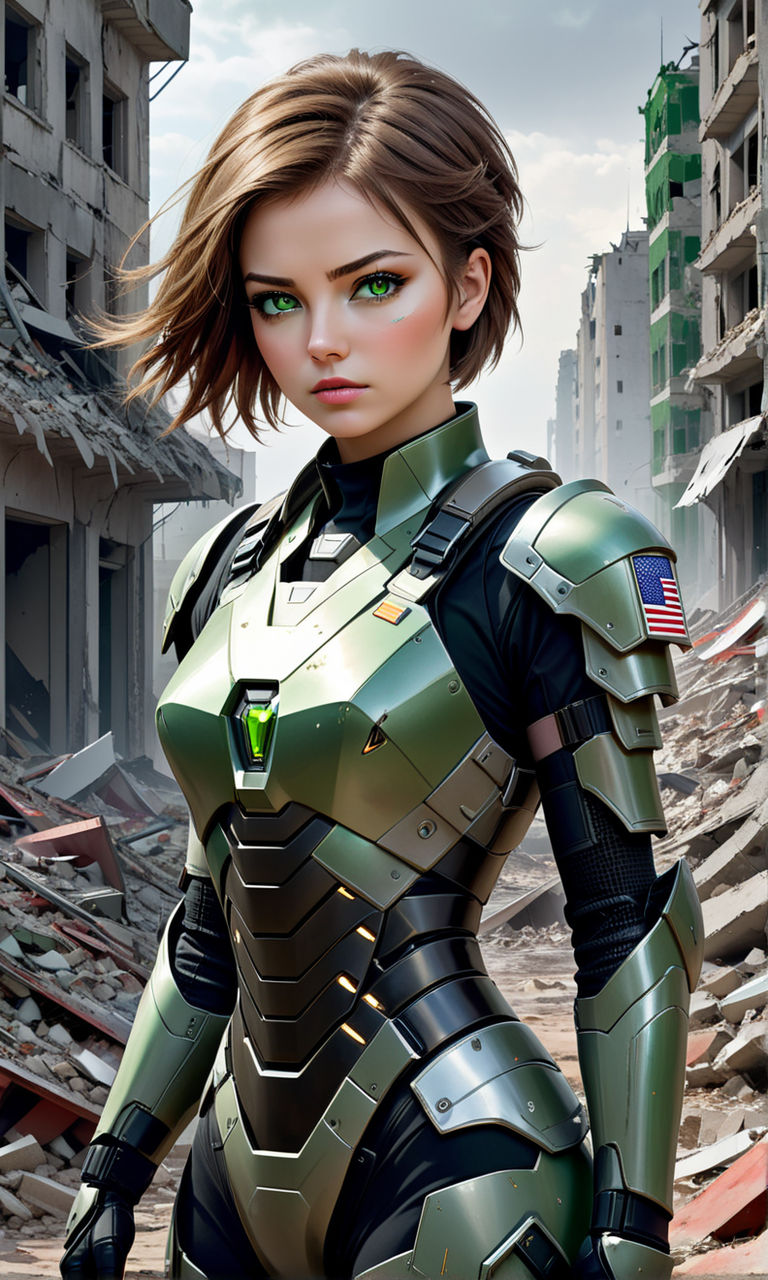 kawaii female fighter in biosynthetic tightfit combat armor - Playground