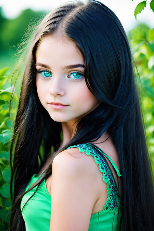 little girl with blue eyes and black hair