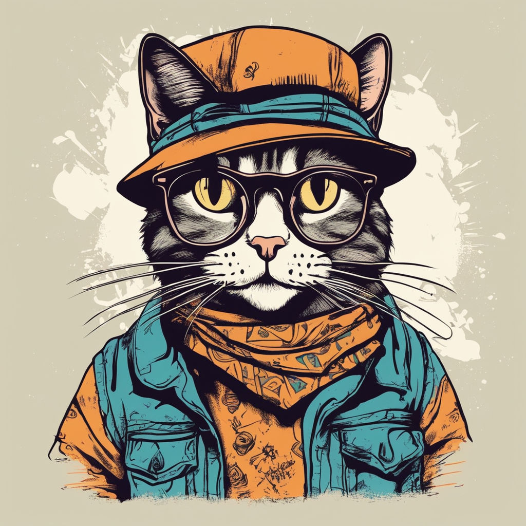 hipster cat drawing