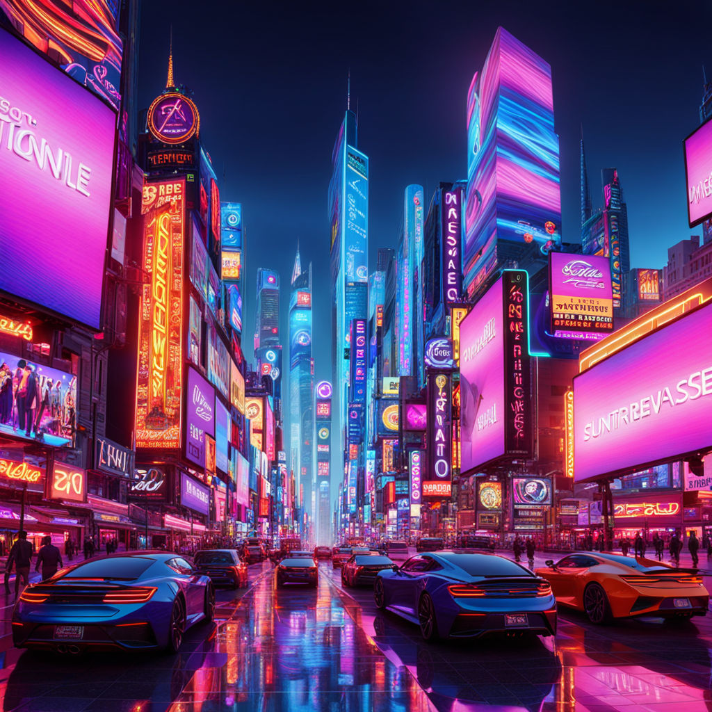 Times Square Night Photo With Neon Lights 