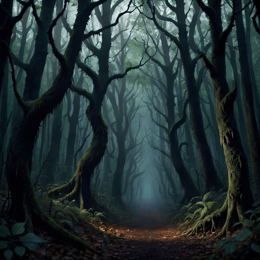 scary cartoon forest background