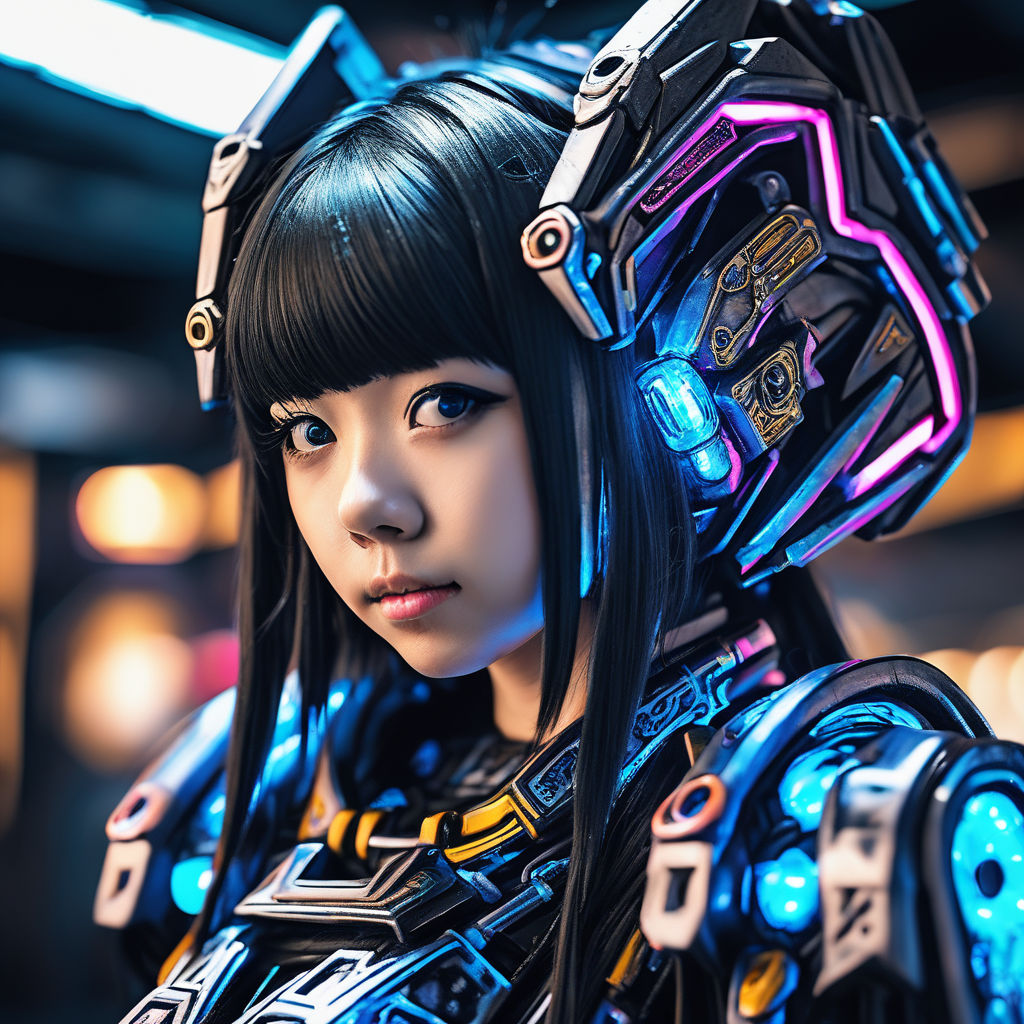 Impressão Em Tela Cyberpunk Anime Girl