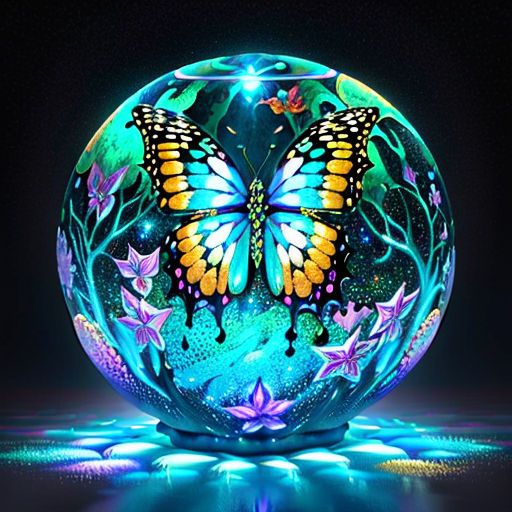 Butterfly on Glass Ball - 30x40cm (12x16in) / Square