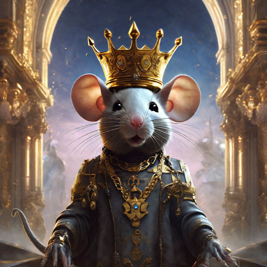 Premium Photo  Mouse or rat king with crown portrait fantasy photomontage