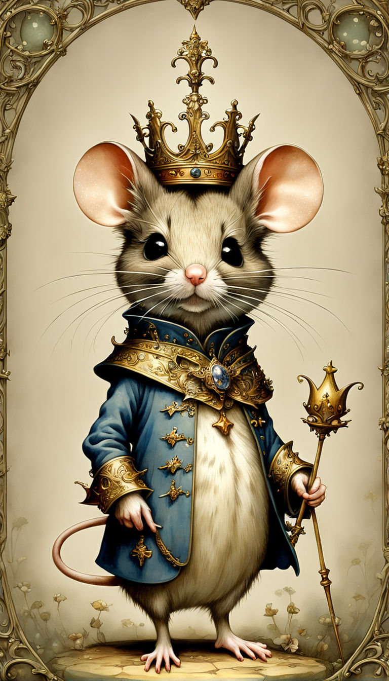 Premium Photo  Mouse or rat king with crown portrait fantasy photomontage