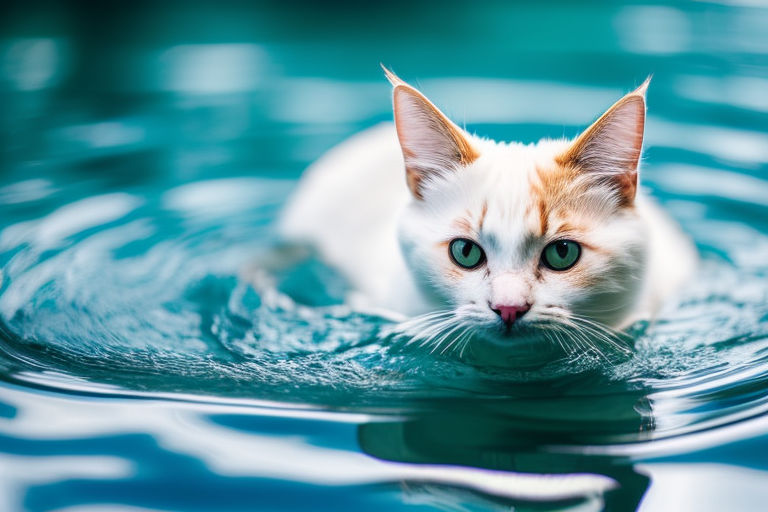 turkish cat swimming