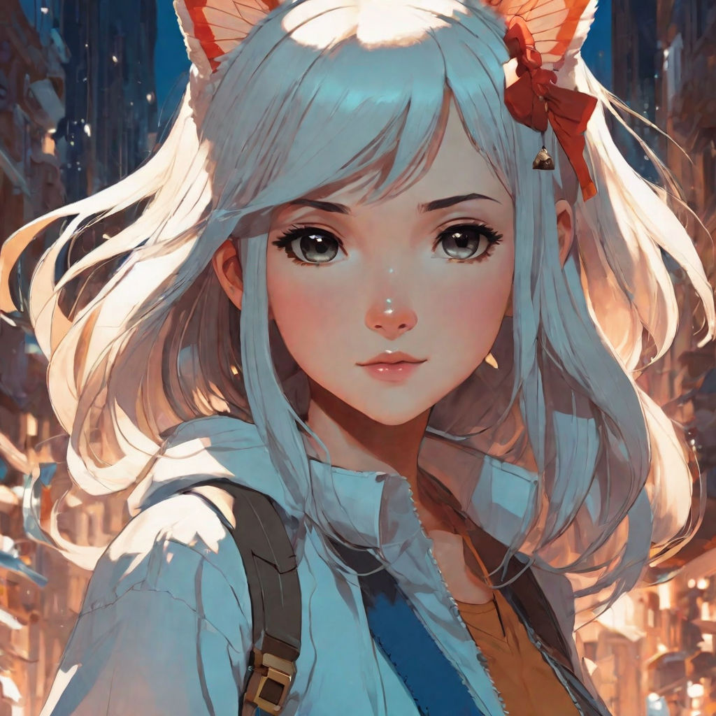 Cute white anime fox with blue eyes