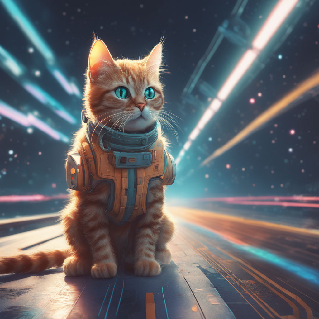 ArtStation - Kawaii Anime Cat girl in the space - Cute Cat Pet