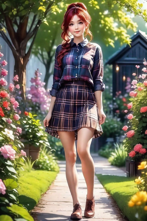 Korean female idol in checkered dress - Playground