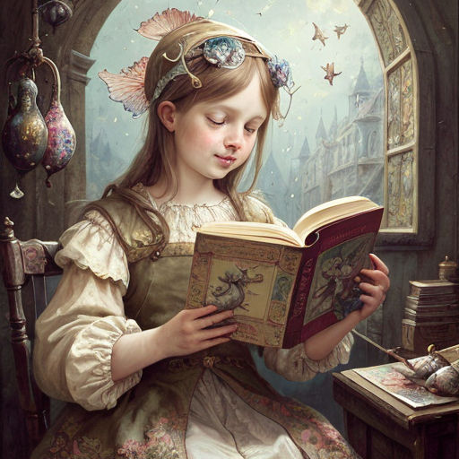 girl reading painting