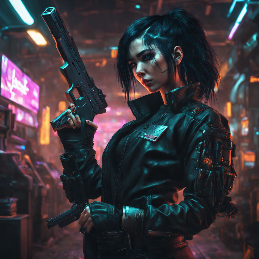 Cool Bounty Hunter Girl With Gun, artist, artwork, digital-art, HD