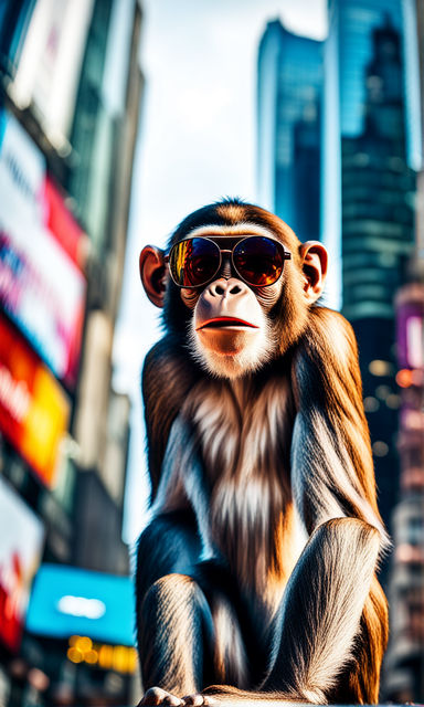 Lexica - Discord profile picture of a monkey wearing sunglasses and a suit,  looking to the side, cool, relistic