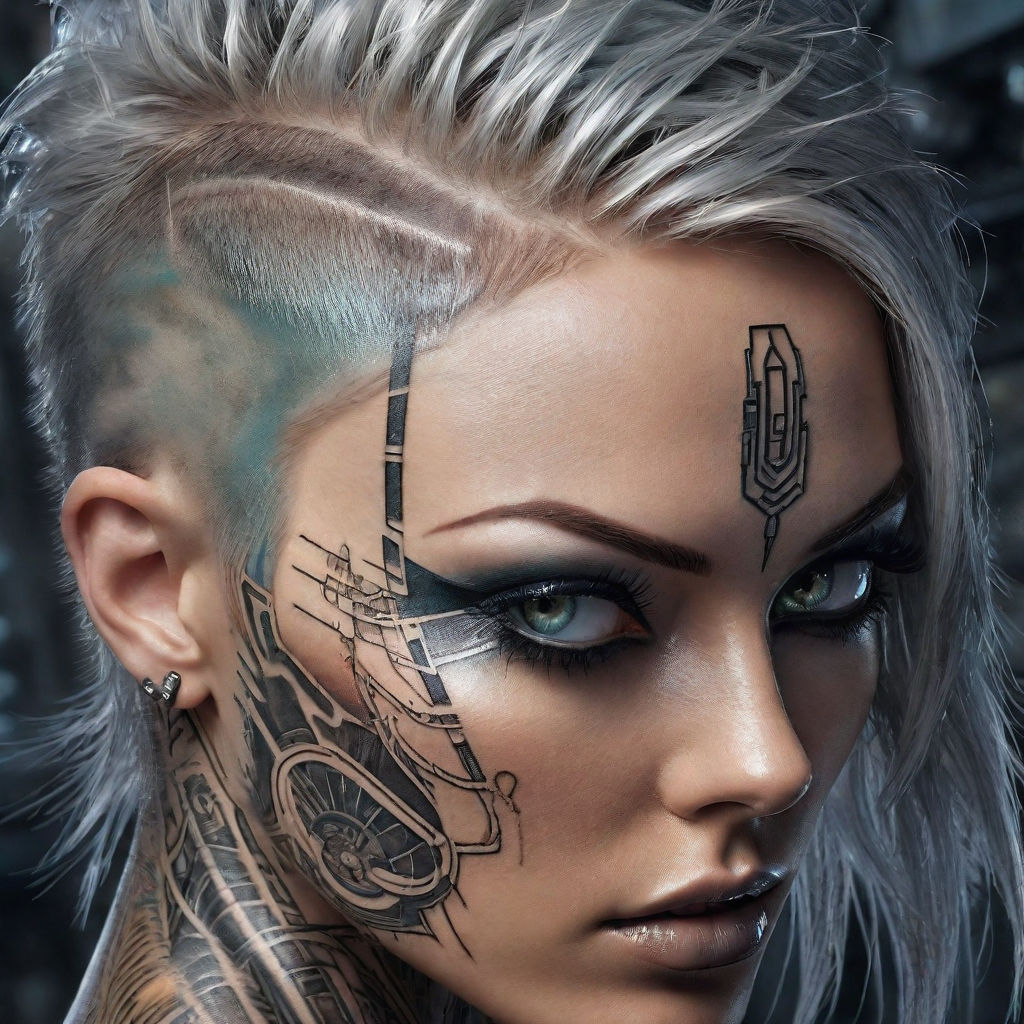 Portrait, tattoo and edgy with a woman in a tank top on a studio gray  background for contemporary style. Fashion, body art and punk with an  attractive Stock Photo - Alamy