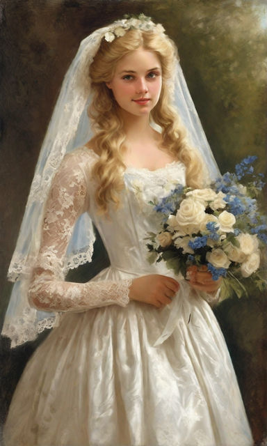 Collectible 18 Beautiful Blonde Hair Bride Porcelain Doll White Wedding  Dress