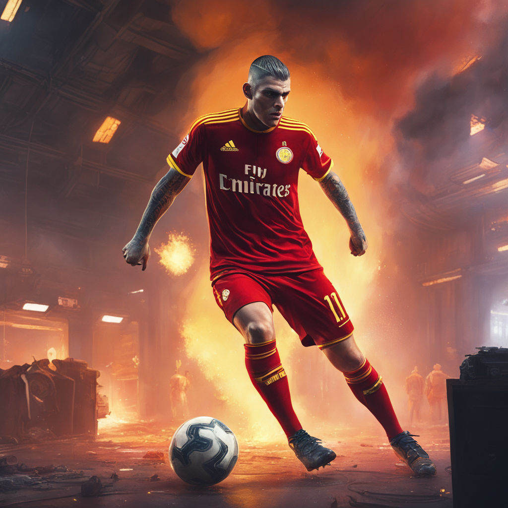 ArtStation - Soccer Football Fire Red color Jersey Player-11