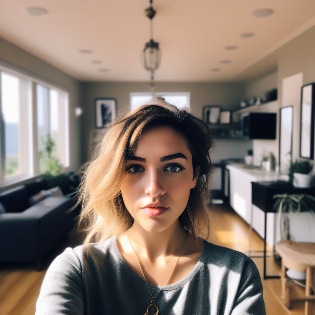 Pretty girl making selfie while posing with boyfriend, isolated over light  background. Gorgeous bru Stock Photo by look_studio