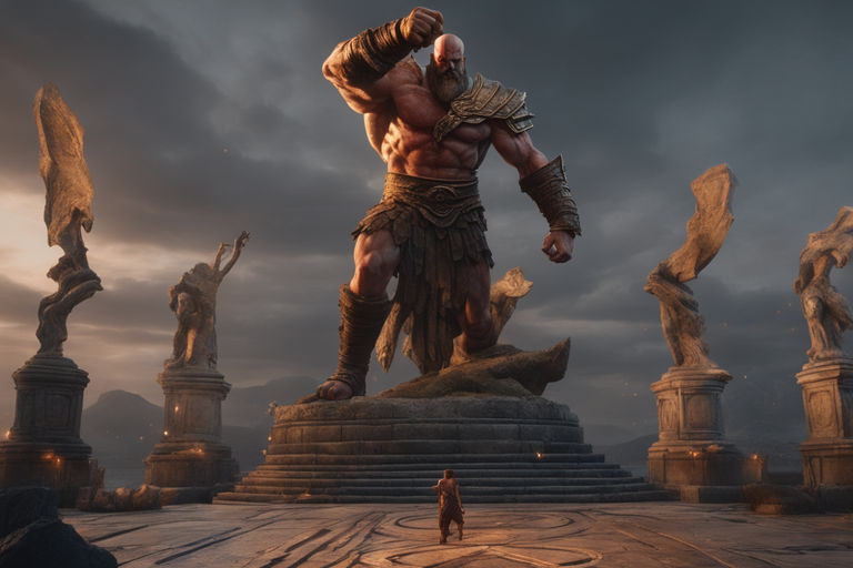 blades of olympus shinning in kratos back - Playground