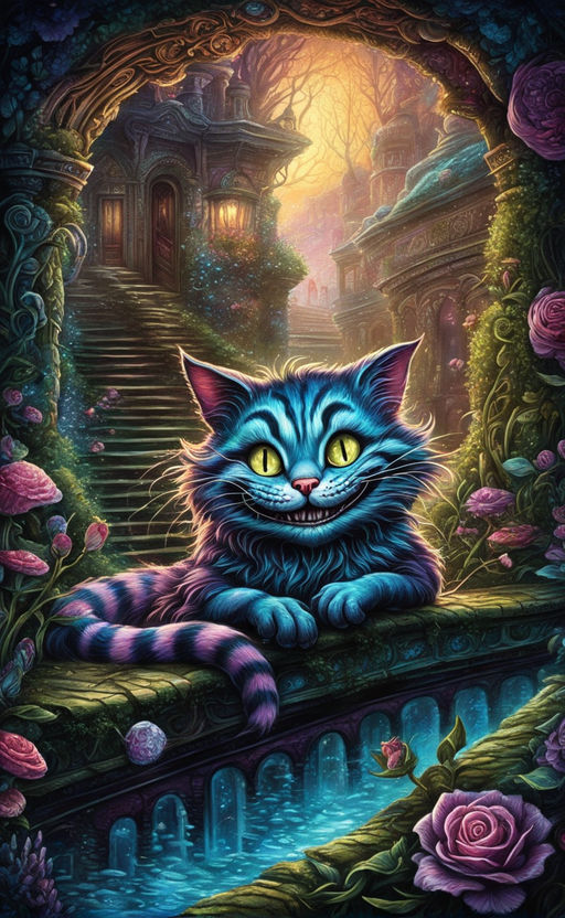close up cute and adorable cheshire cat gremlin widely smiling creature -  Playground