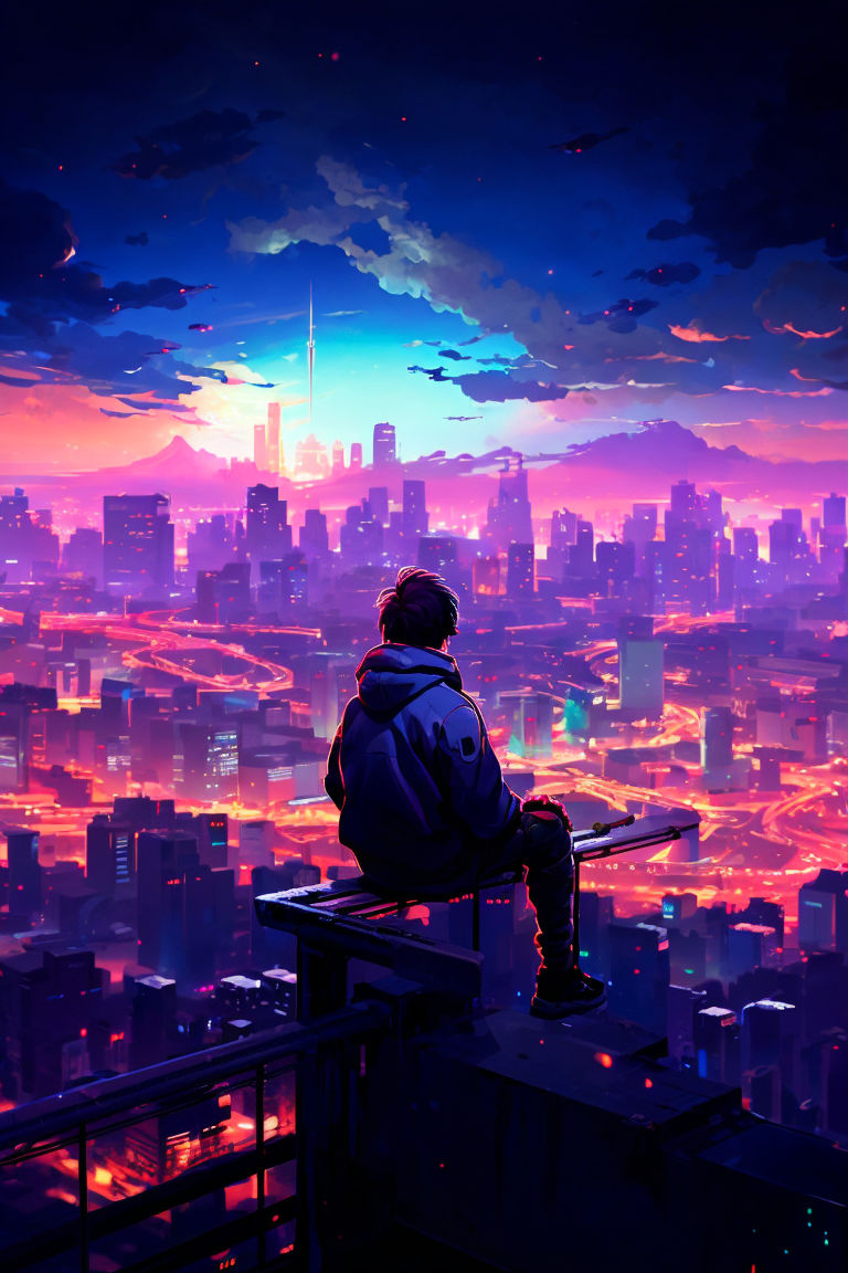 City Night Anime Scenery, Anime City Skyline HD wallpaper | Pxfuel