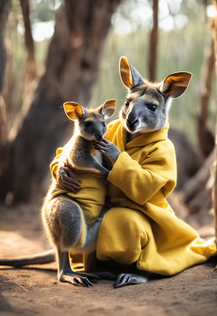 Australia Photography - Mommy Kangaroo With Her Child Desk Mat by Mads00