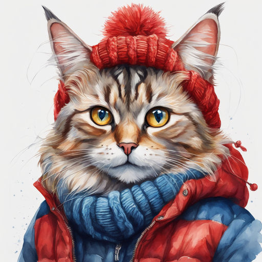 Cute cat wearing a puffer jacket | Sticker