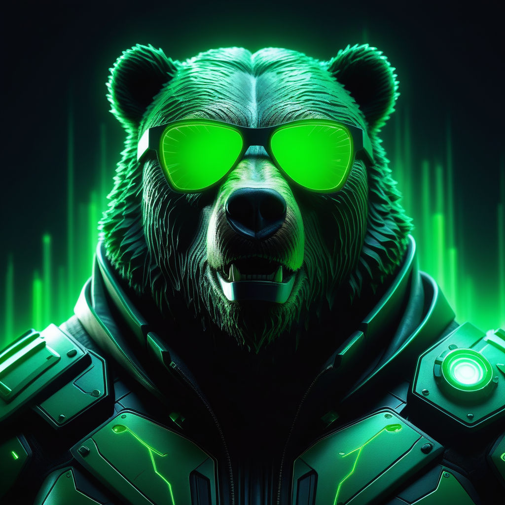 cool grizzly bear in cyberpunk style glasses - Playground