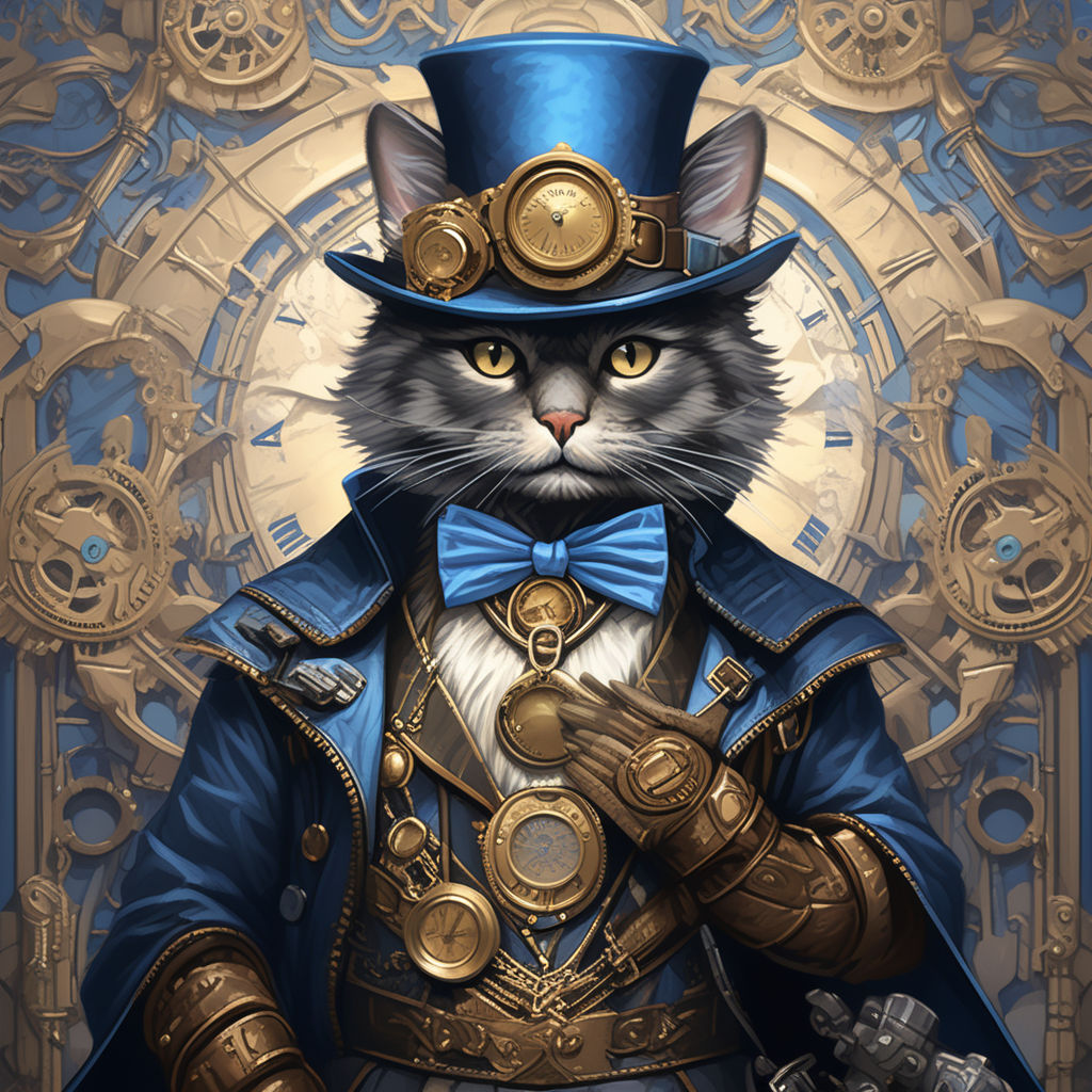 photorealistic steampunk jaguar anthropomorphic, black feathers, 