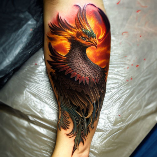 Black  White Realistic Rising Phoenix Tattoo On Girl Siderib