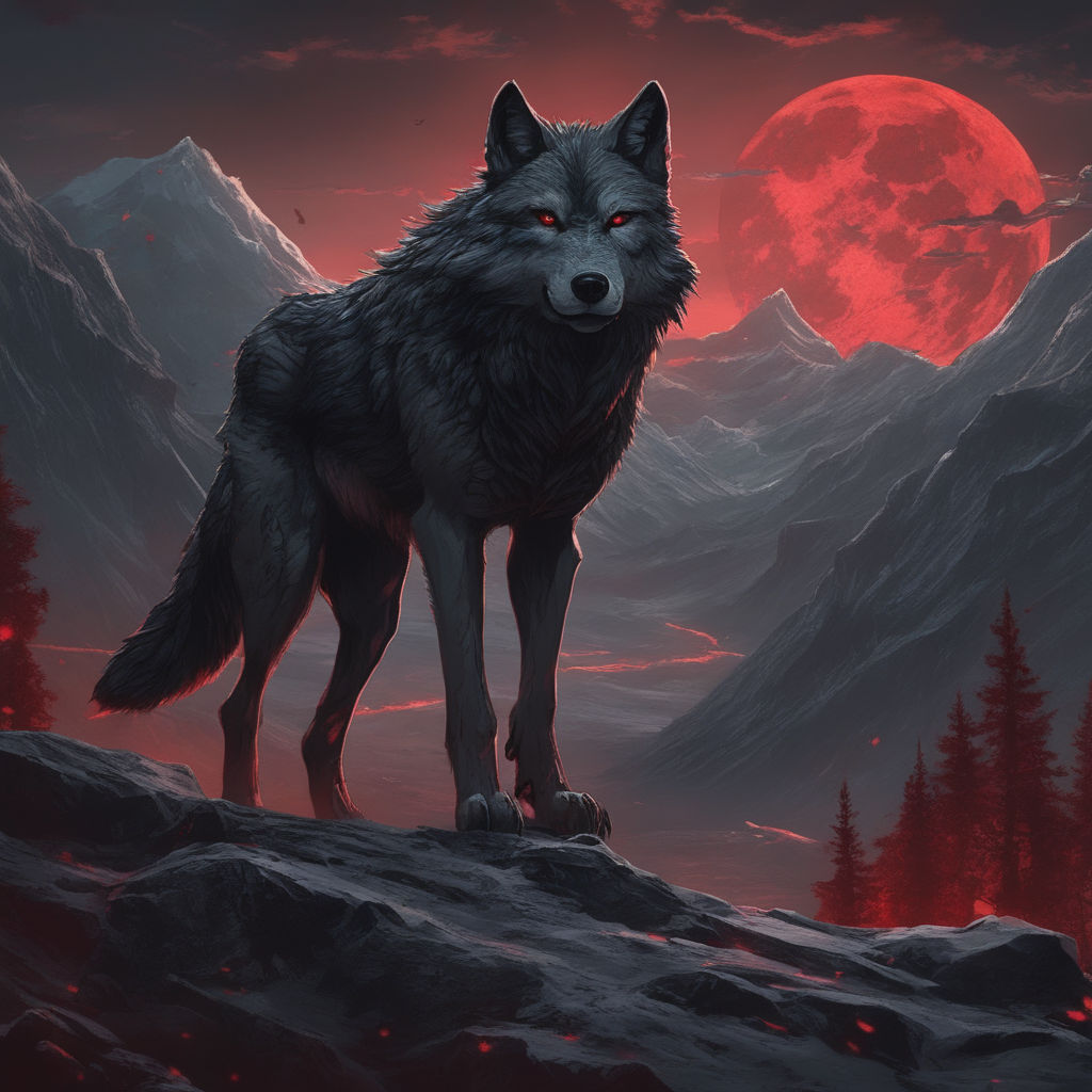 red moon wolf wallpaper