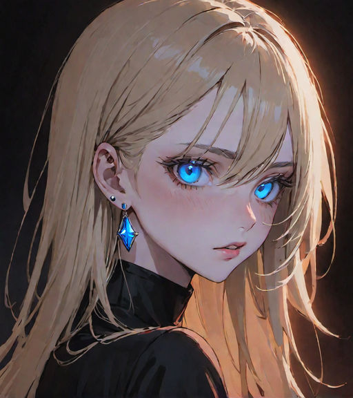 anime girl with dirty blonde hair and blue eyes