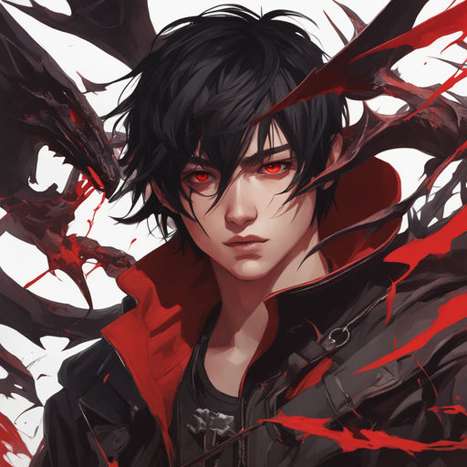 red-eyed young man with black hair by Subaru_sama