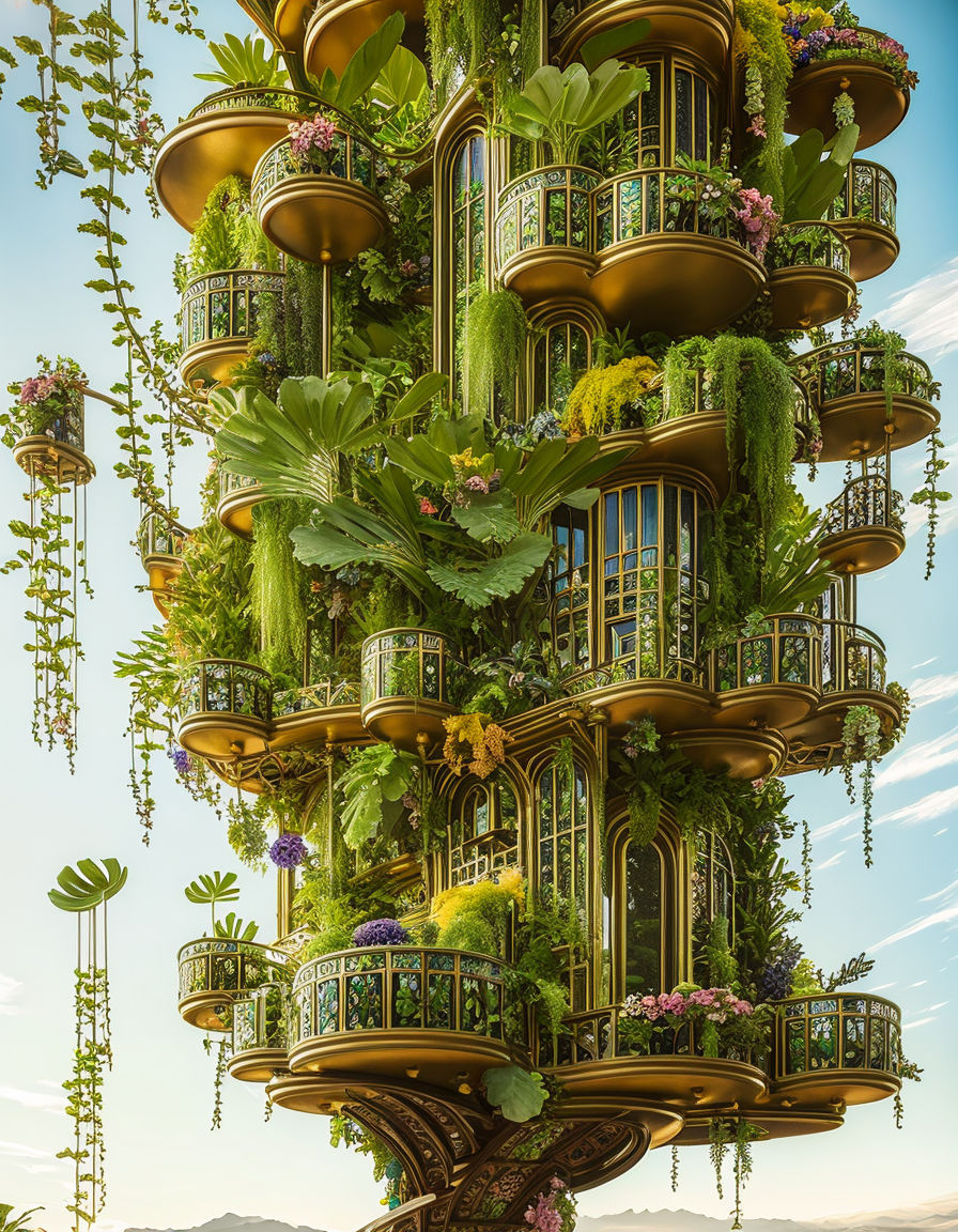 solarpunk,city, green,plants, buildings,art nouveau, concept art 