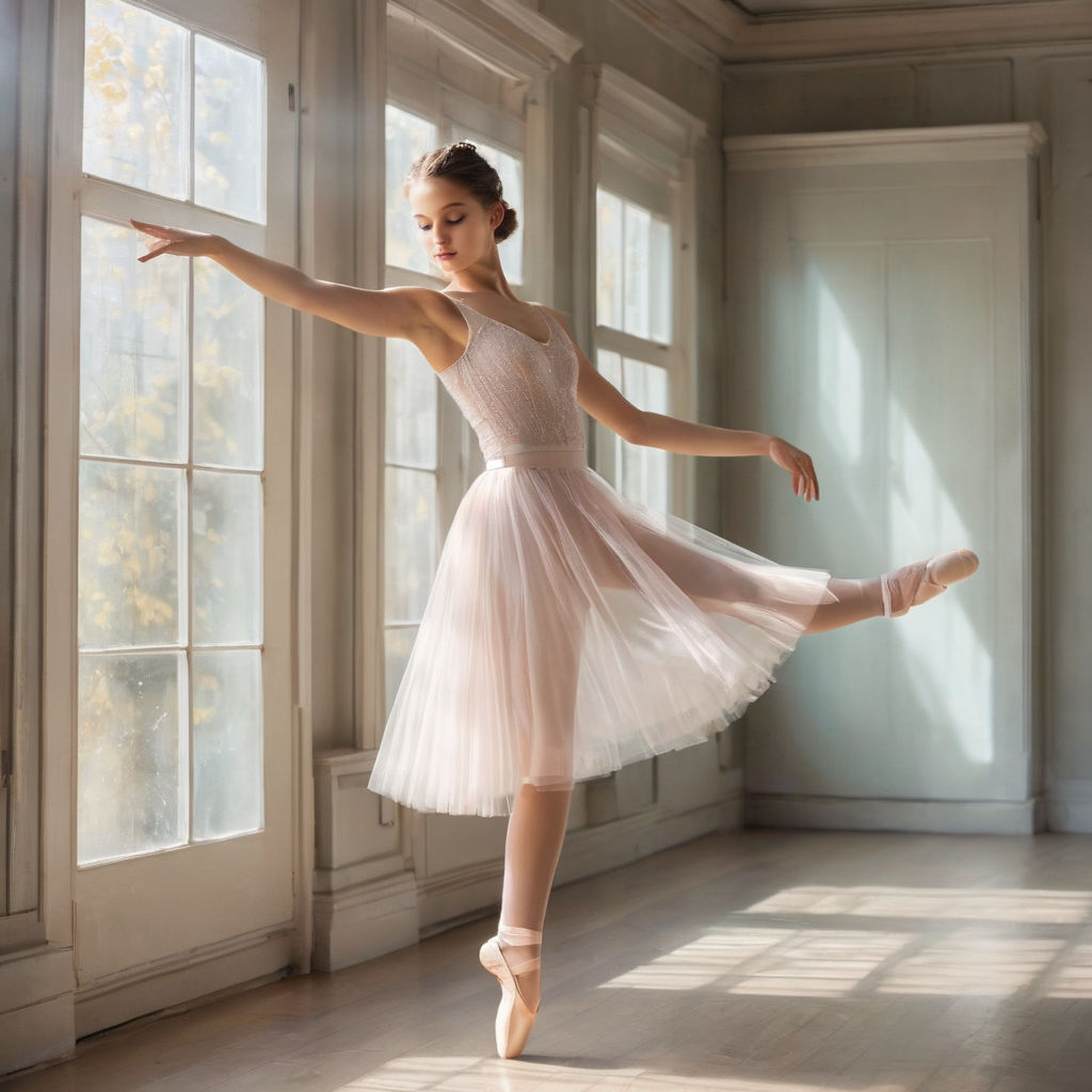 Young pregnant ballerina performing classical ballet pose Madrid, Community  of Madrid, Spain