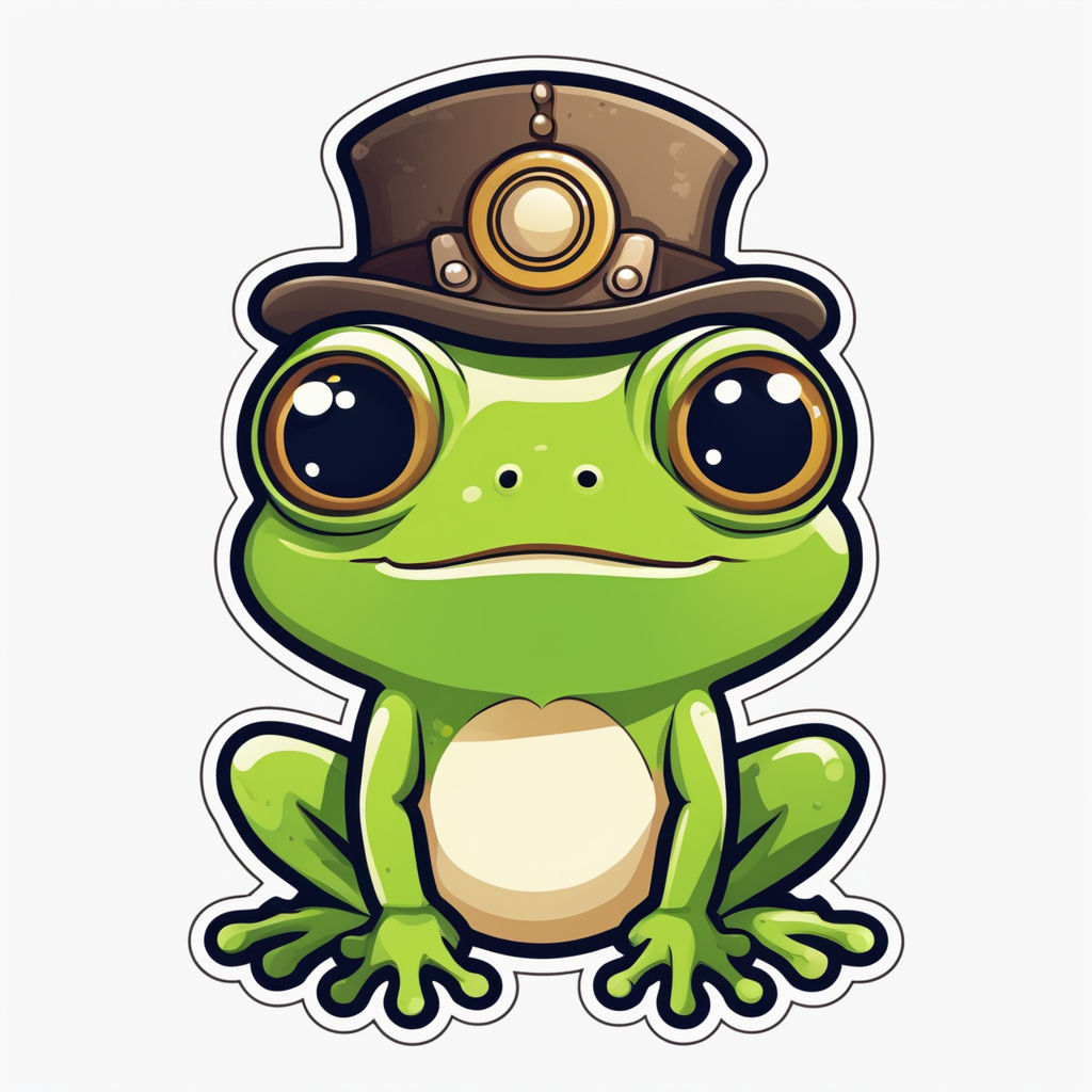 kawaii & happy green frog smiling Sticker