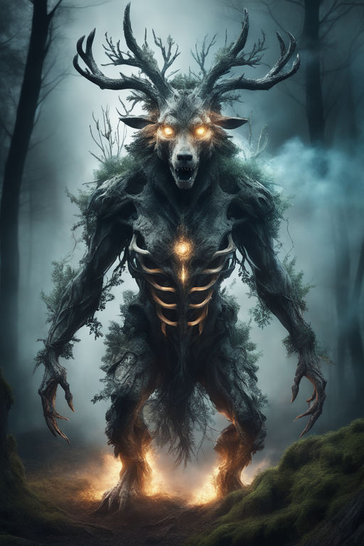 Three werewolves at night forest mtg fantasy art