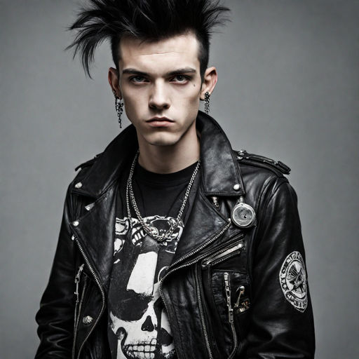 Portrait Of A Brutal Man With Punk Hairstyle On A Dark Background Free  Image and Photograph 199878169.