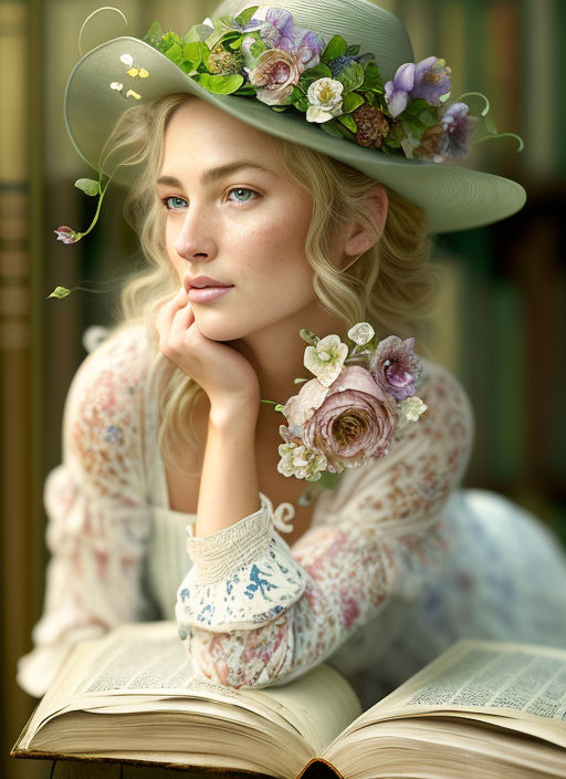 A woman in her 40s wearing a flowered hat - Playground